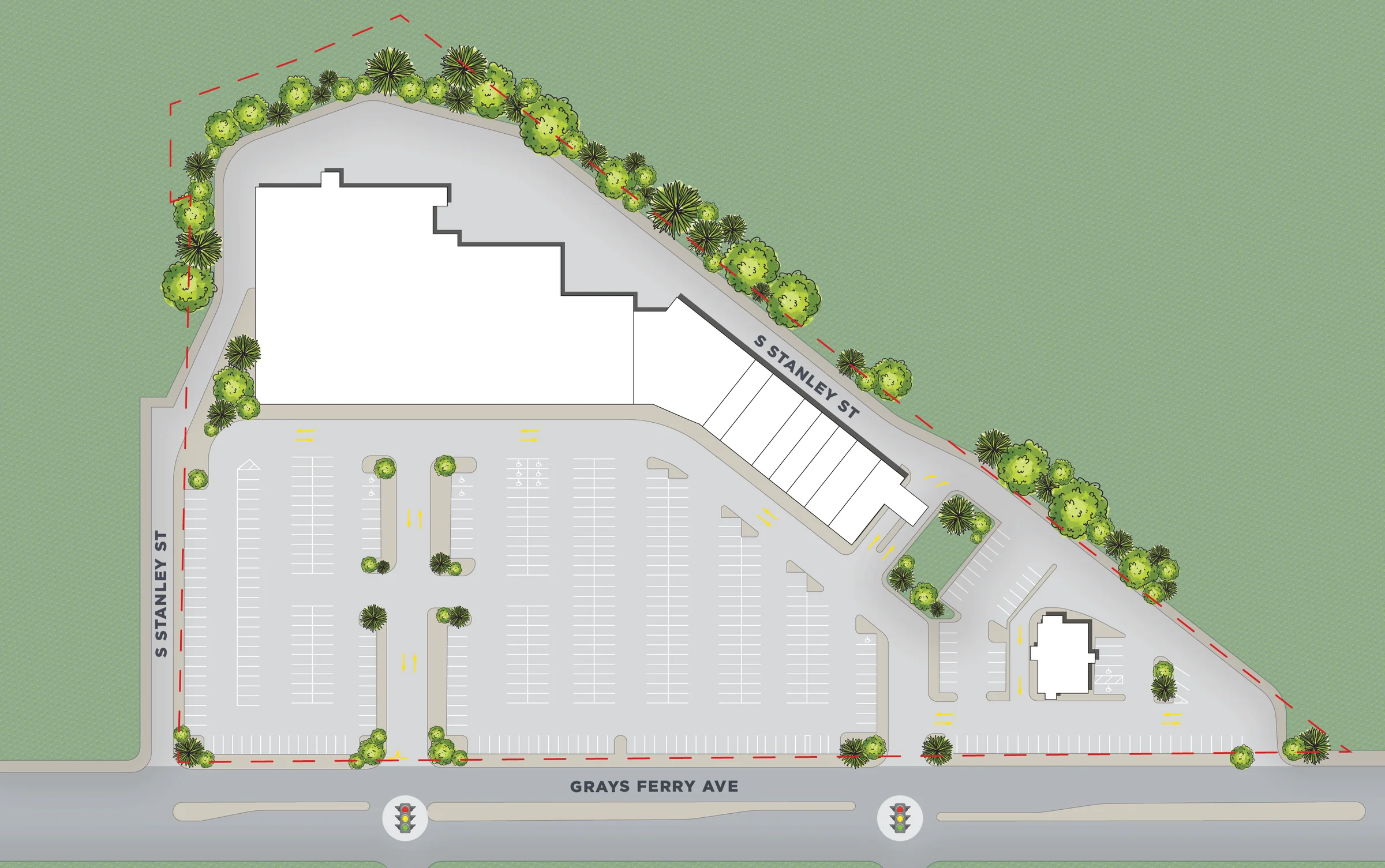 Site plan of Gray's Ferry Shopping Center at Grays Ferry Ave and S Stanley St